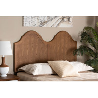 Baxton Studio MG9738-Ash Walnut-HB-King Baxton Studio Tobin Vintage Classic and Traditional Ash Walnut Finished Wood King Size Arched Headboard